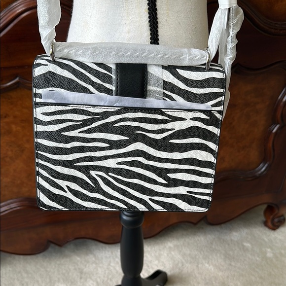 MK Greenwich Small Zebra Print Calf Hair Crossbody Bag - Picture 12 of 16